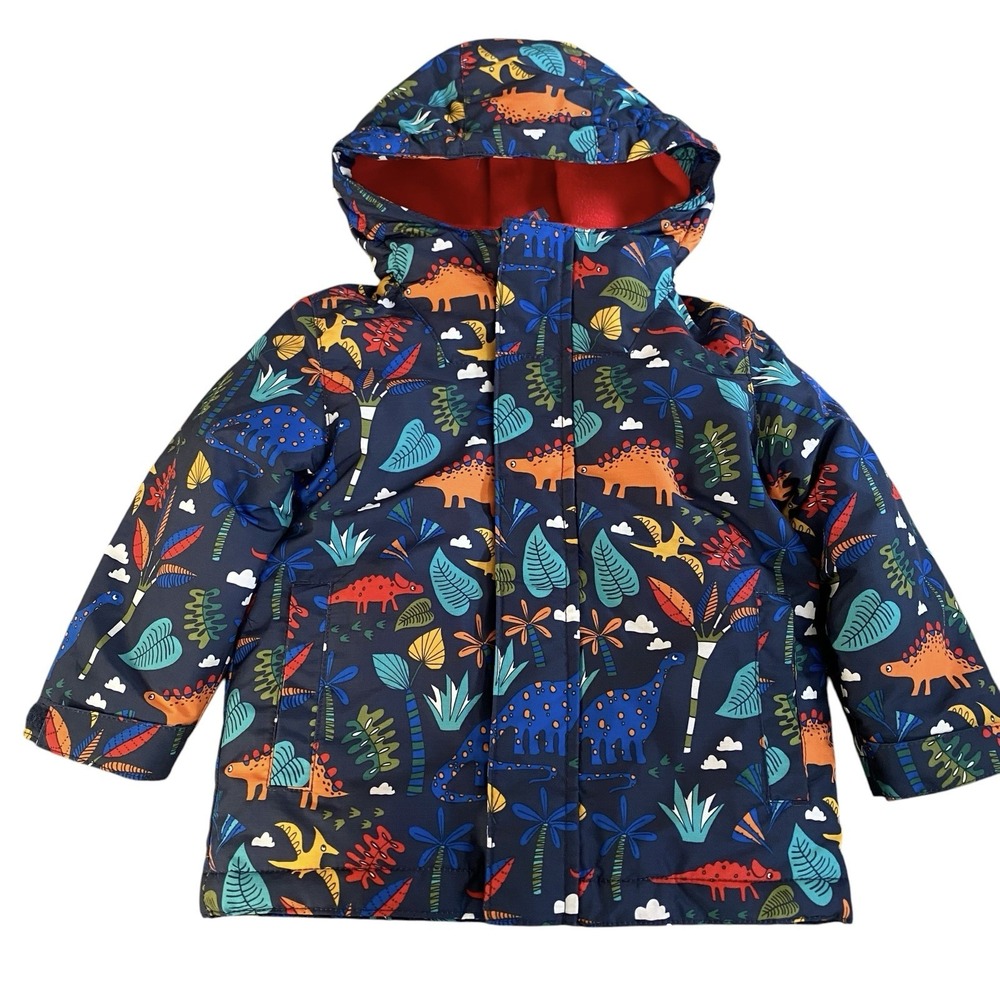 Children's Place 3 in 1 Winter Jacket 2T Boys Dinosaurs Hooded Coat Fleece Lined
